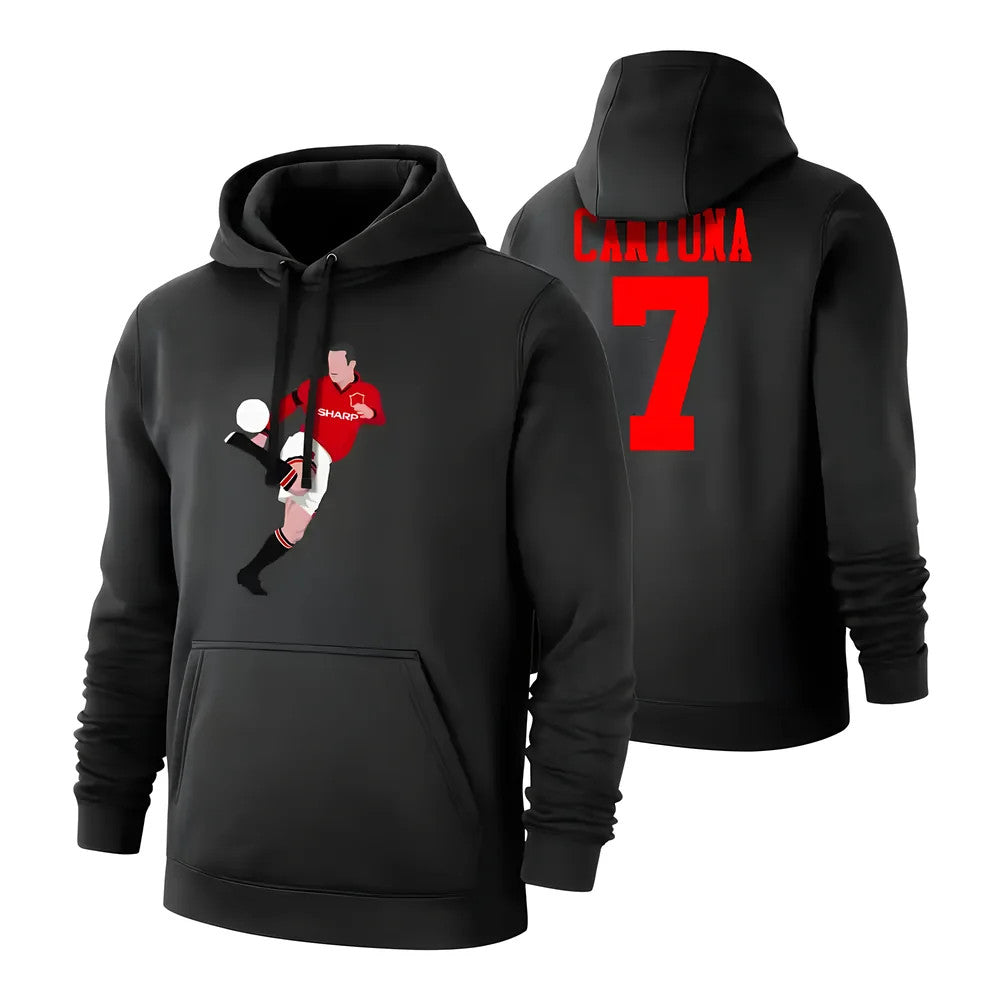 Eric Cantona Skills footer with hood, black_0