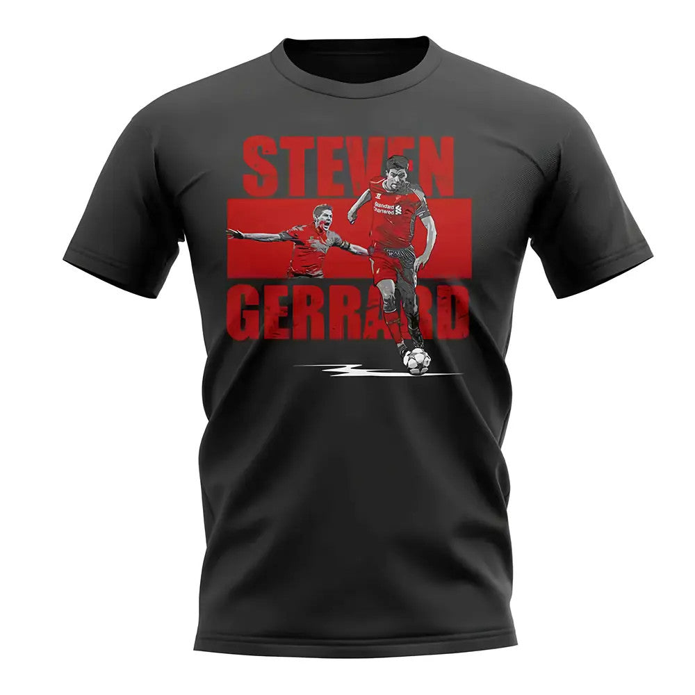 Steven Gerrard Player Collage T-Shirt (Black)_1