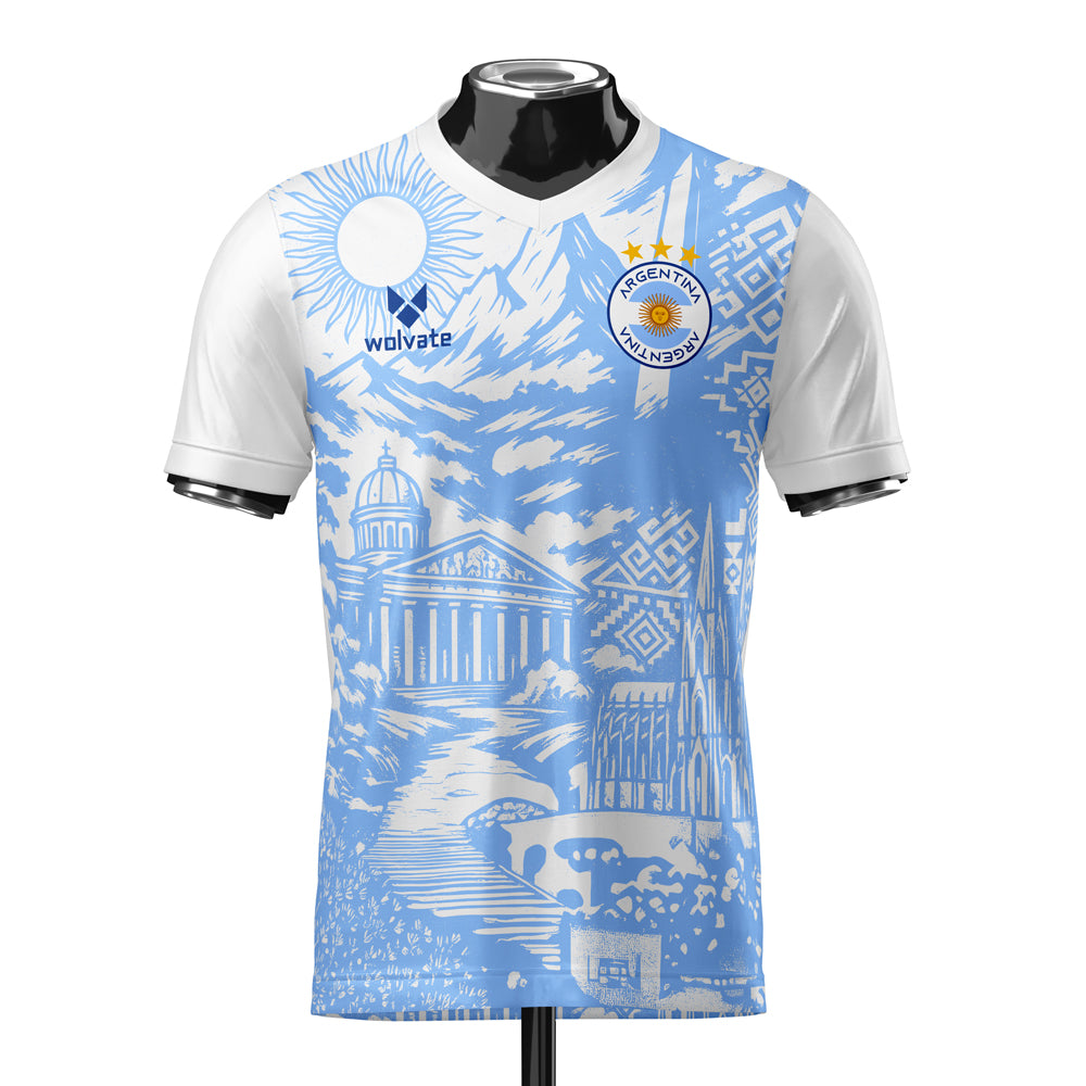 Argentina Heritage Football Jersey (Wolvate) Kids Short Sleeve_0