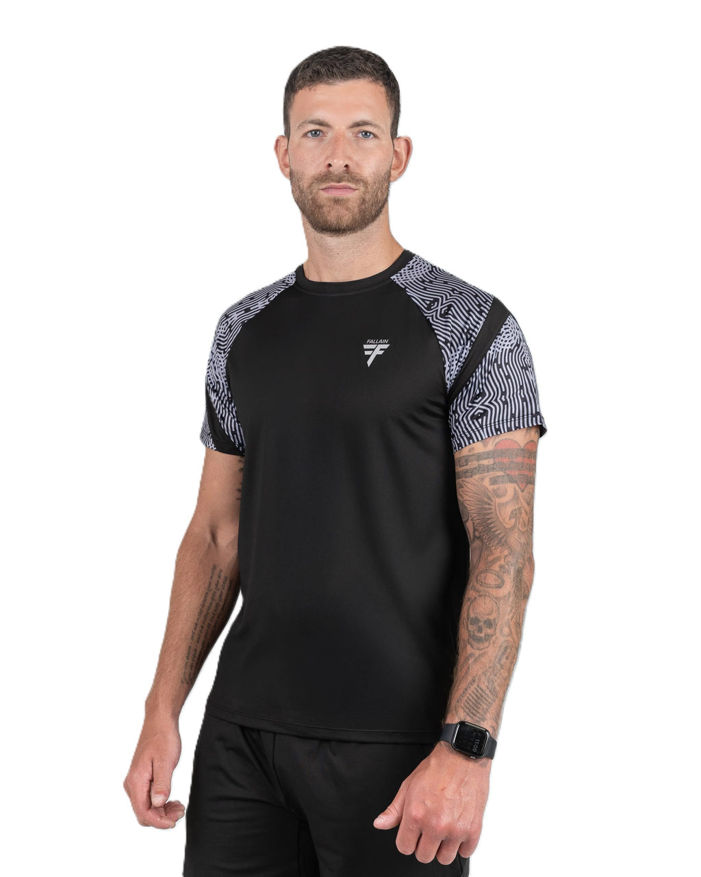 Fallain Fitness Tusail Dubh Performance T-Shirt, Black, XS-XL, Athletic Fit, Celtic-Inspired Training Tee, 90% Polyester/10% Elastane, Short Sleeve