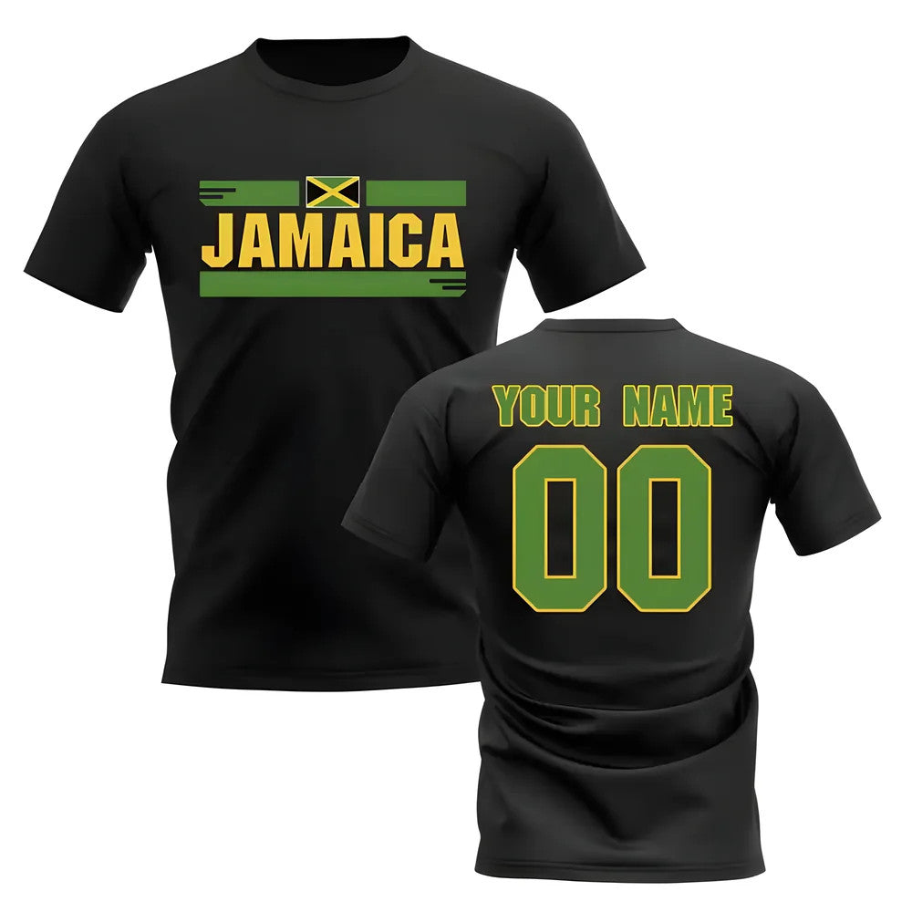 Personalised Jamaica Fan Football T-Shirt (black)_0