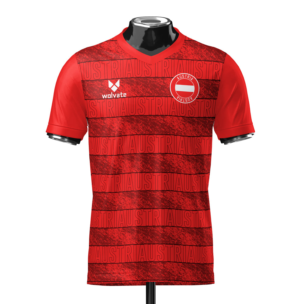 Austria Heritage Red Football Jersey (Wolvate) Kids Short Sleeve_0