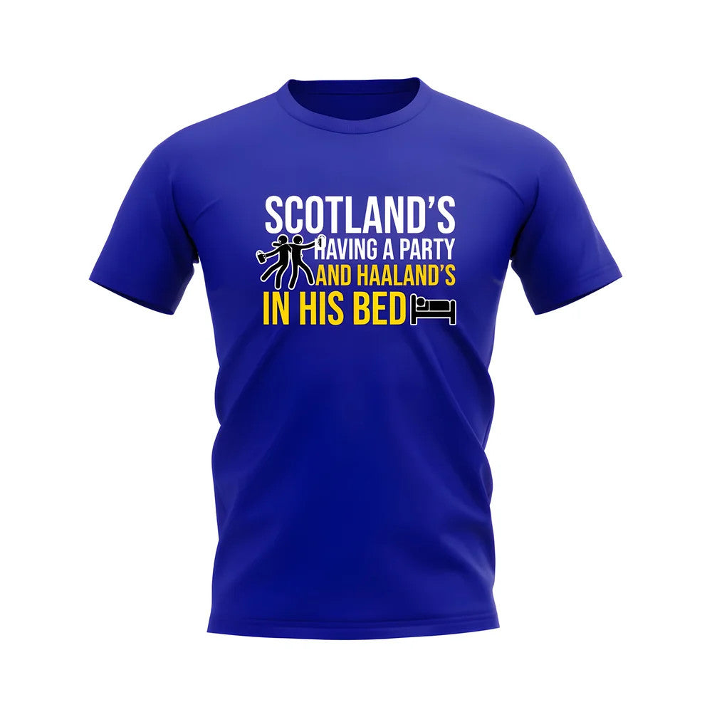 Scotland\'s Having A Party and Haaland\'s In His Bed T-shirt  (Royal)_0