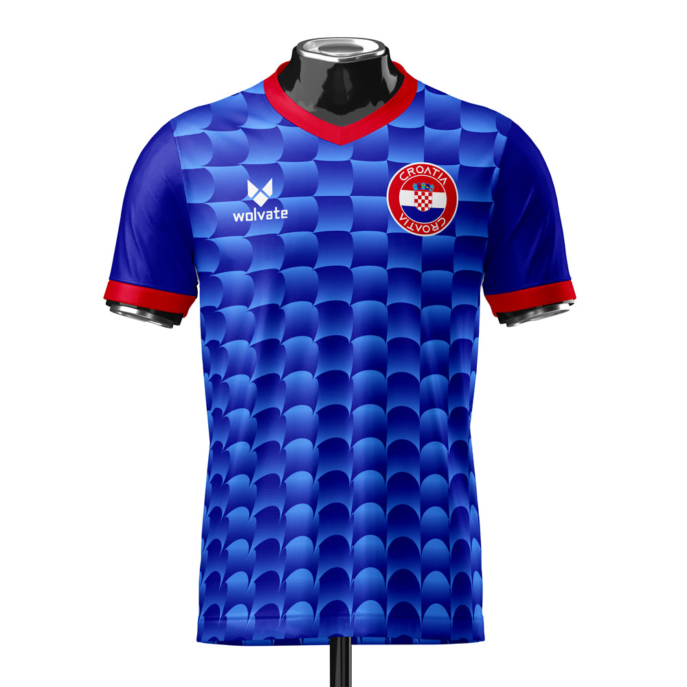 Croatia Heritage Football Jersey Blue (Wolvate) Kids Short Sleeve_0