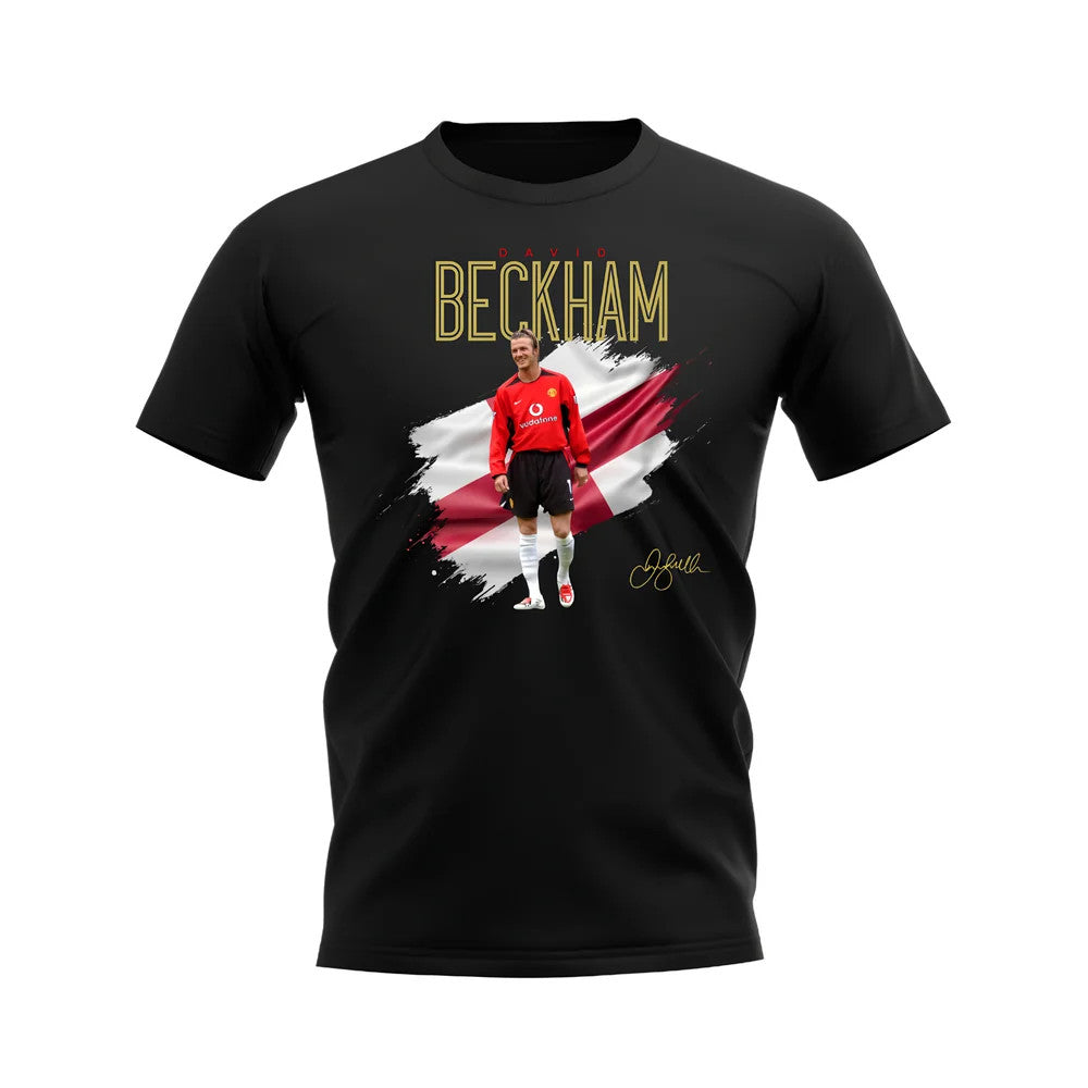 David Beckham Manchester United and England T-Shirt (Black)_1