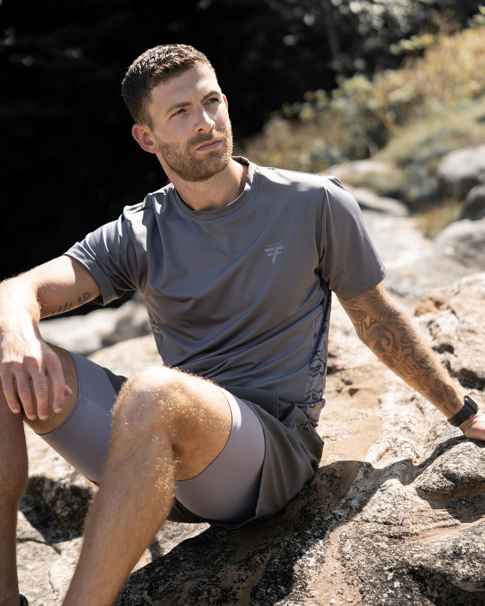 Fallain Athletic T-Shirt, Two-Tone, Performance Fit, Training, Crew Neck, Adult, 86% Polyester/14% Elastane