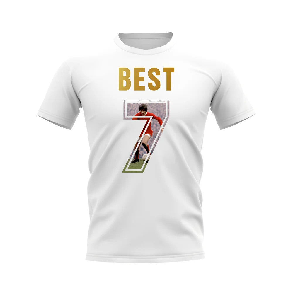 George Best Name And Number Manchester United T-Shirt (White)_0