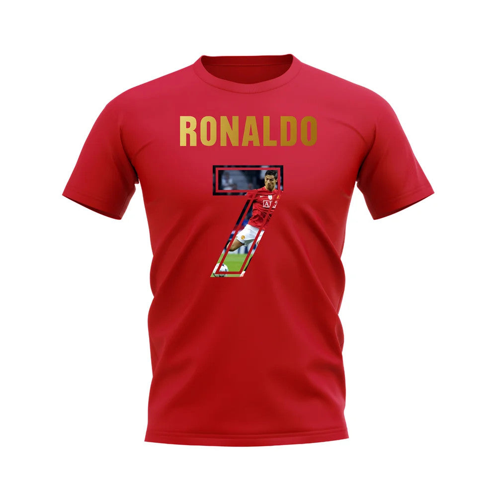 Cristiano Ronaldo Name And Number Manchester United T-Shirt (Red)_1