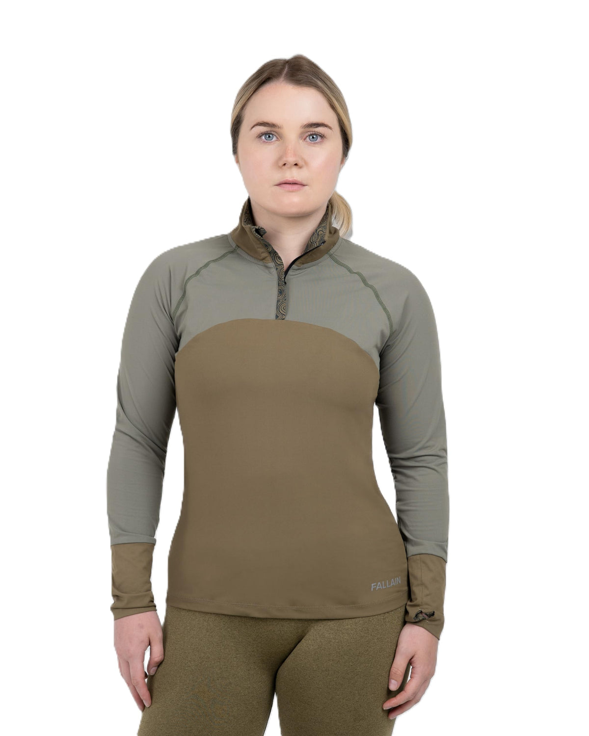 Fallain Fitness Women's Quarter Zip Performance Top, Polyester/Elastane Blend, Athletic, Slim Fit, Adult