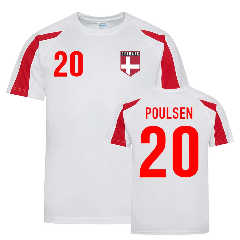 Yussuf Poulsen Denmark Sports Training Jersey (White-Red)_1