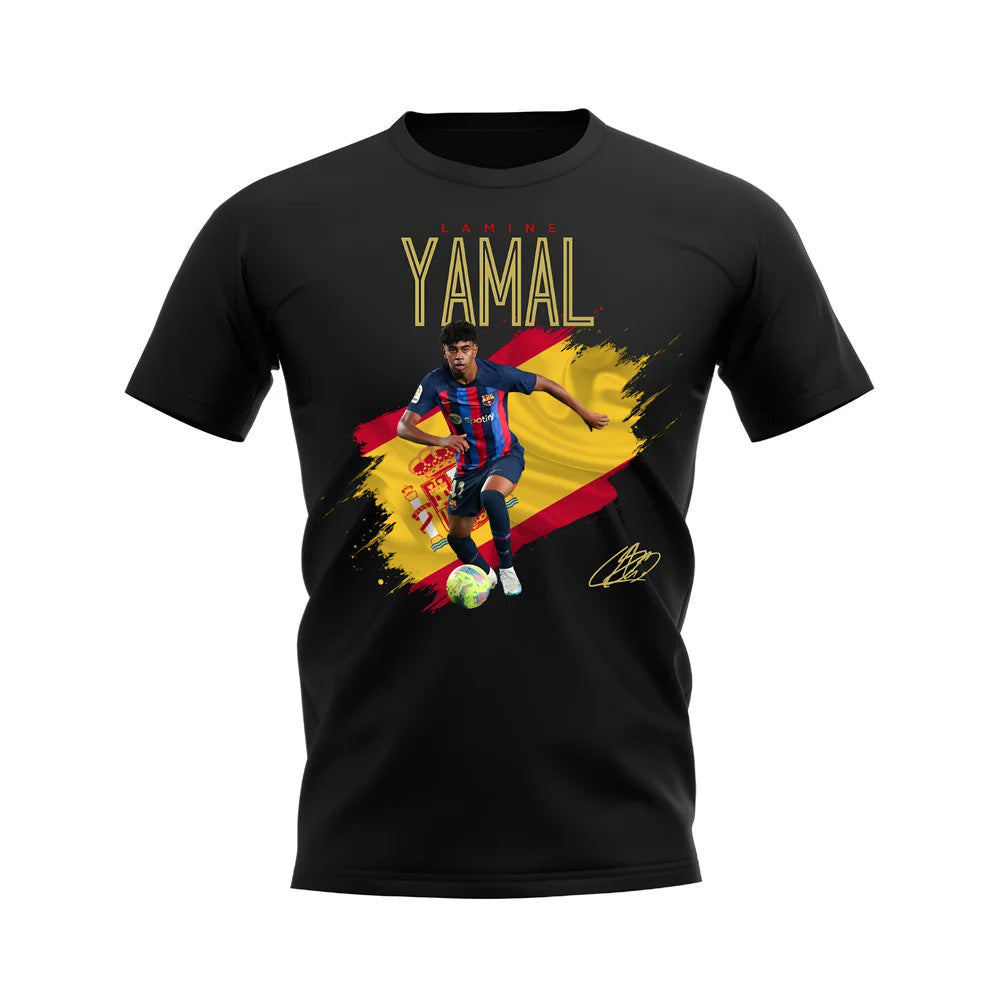 Lamine Yamal Barcelona Flag T-Shirt (Black)_1