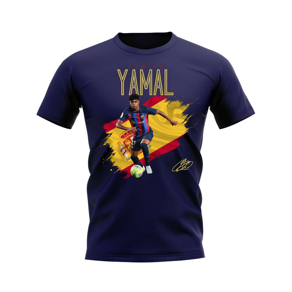 Lamine Yamal Barcelona Flag T-Shirt (Navy)_0