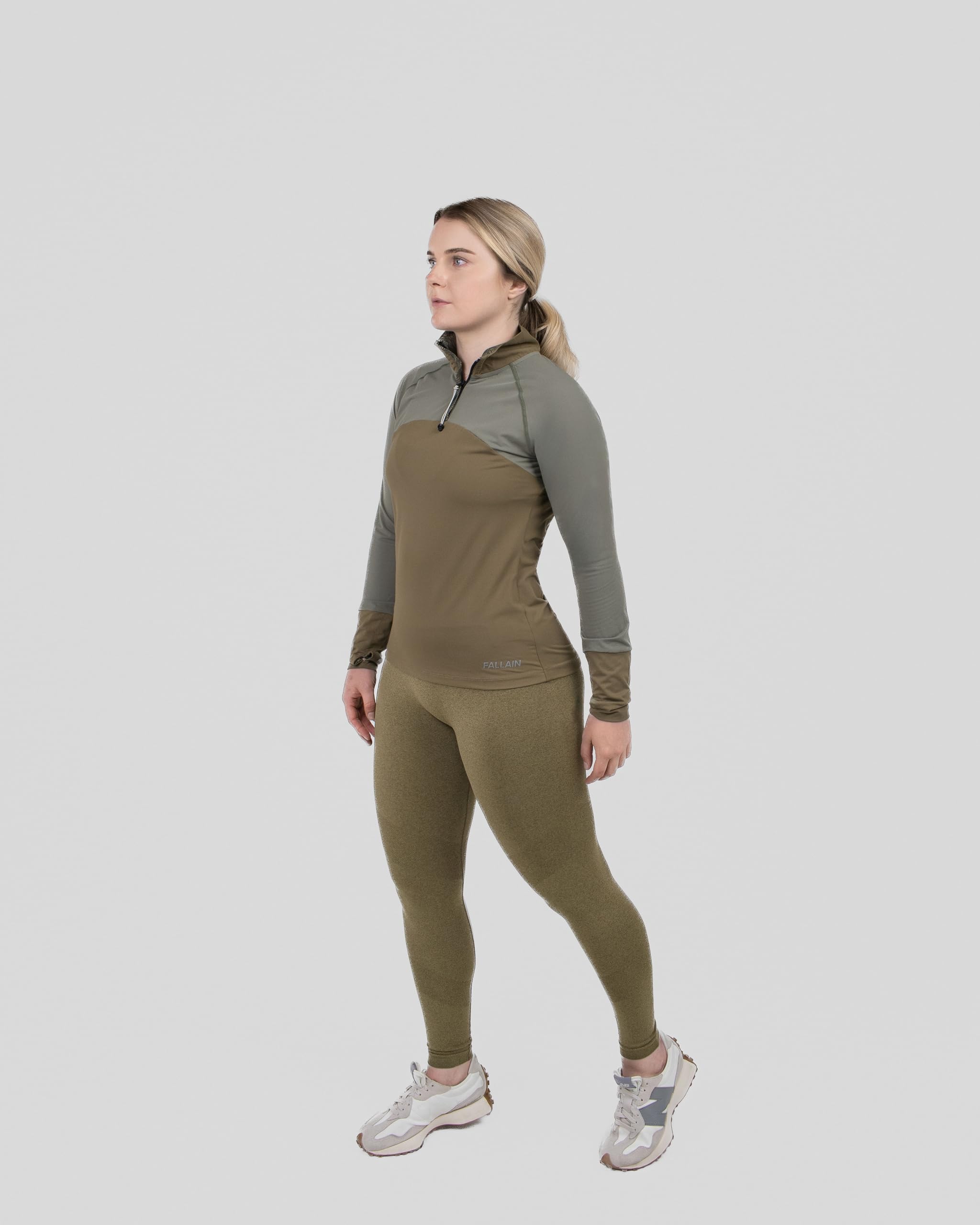 Fallain Fitness Women's Quarter Zip Performance Top, Polyester/Elastane Blend, Athletic, Slim Fit, Adult