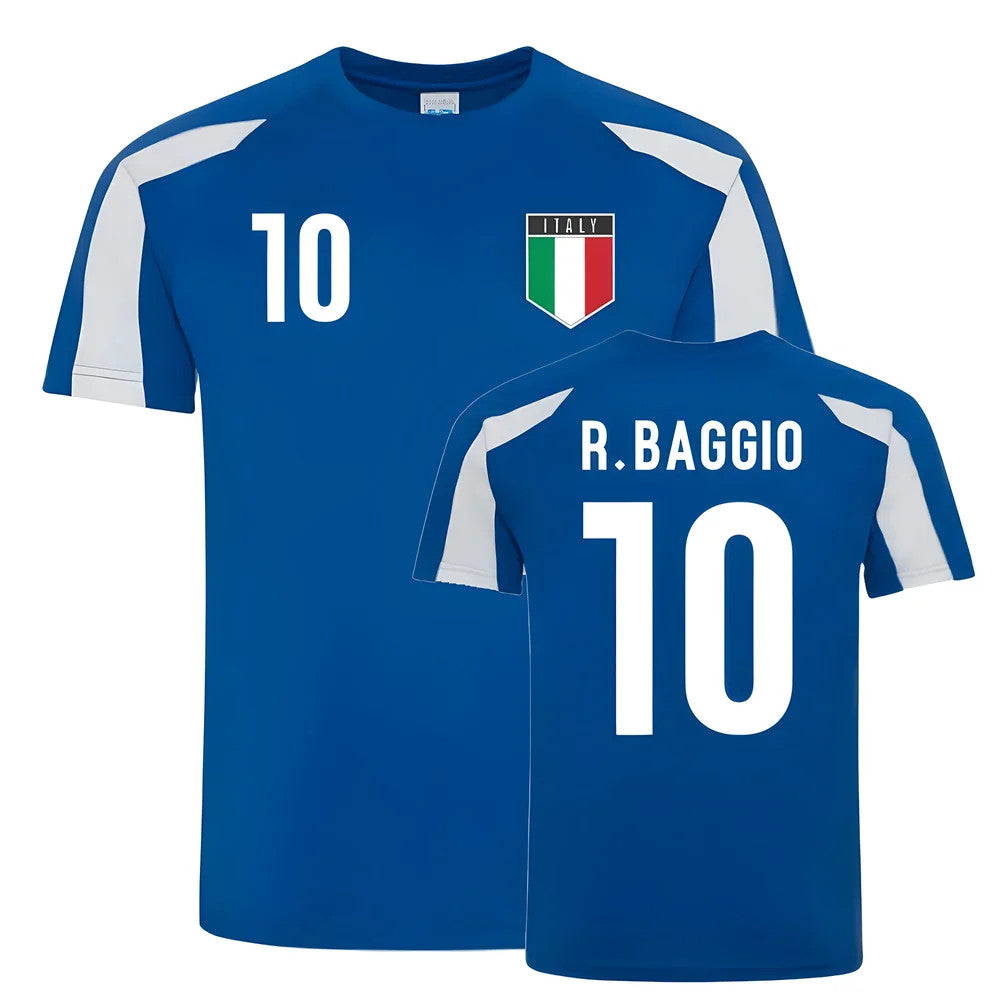 Roberto Baggio Italy Sports Training Jersey (Blue-White)_1