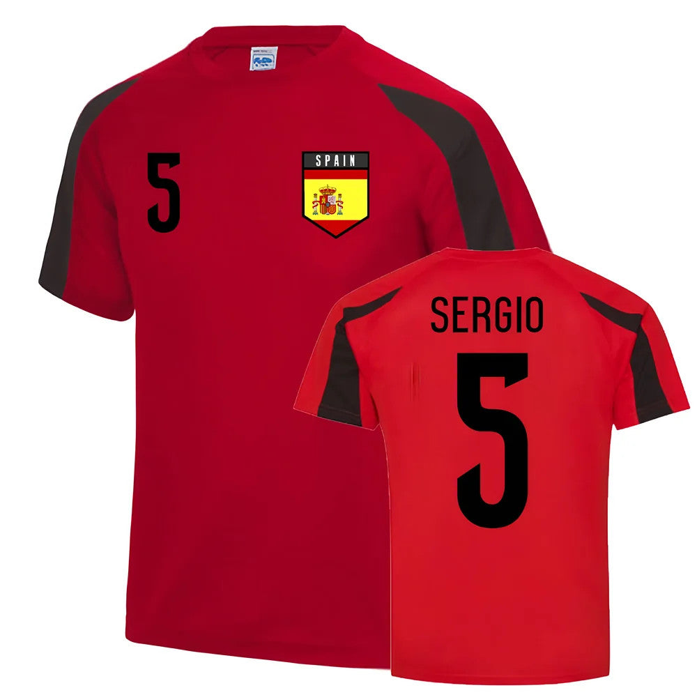 Sergio Busquets Spain Sports Training Jersey (Red-Black)_1