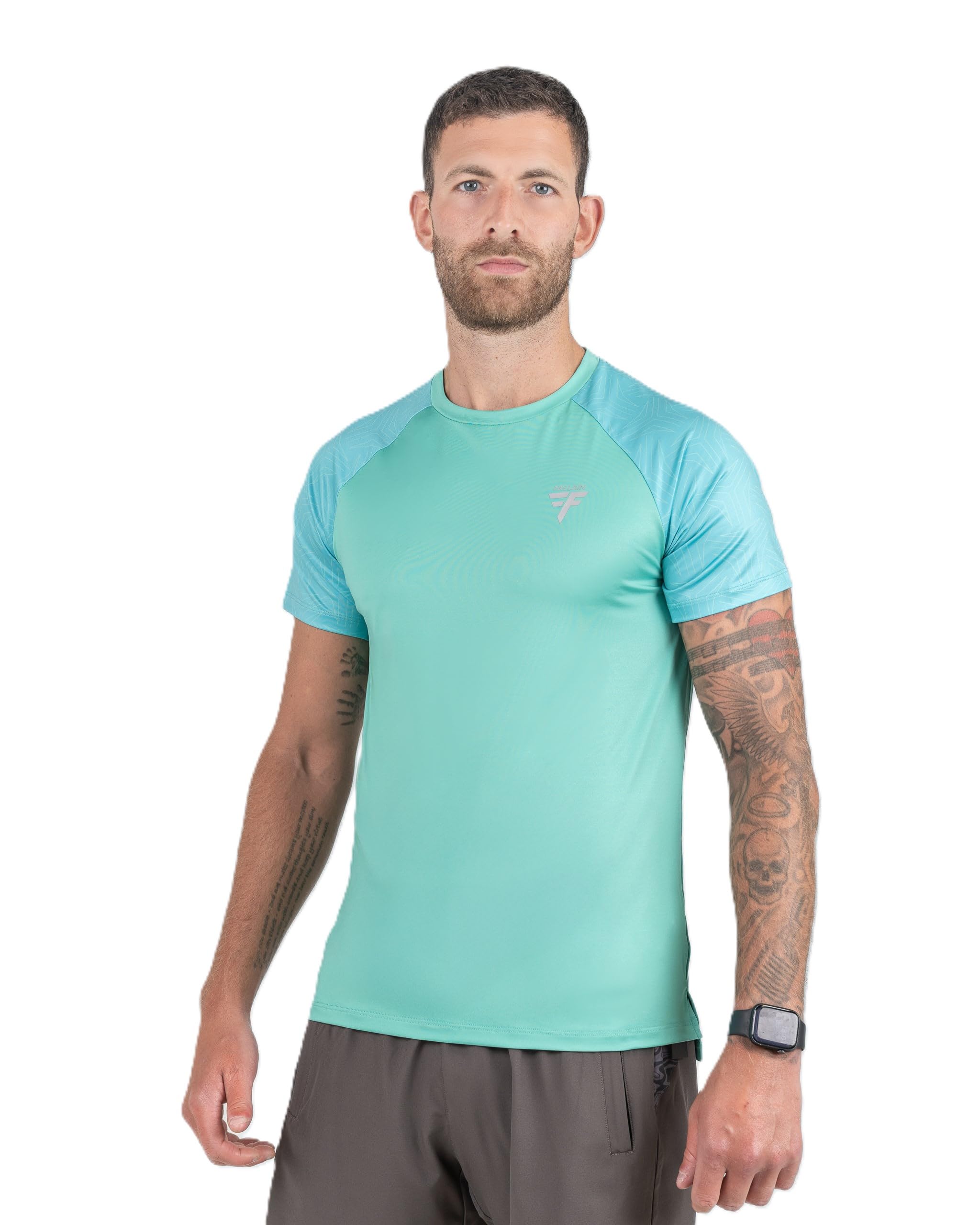 Fallain Fitness Athletic Meannt T-Shirt, Mint Green, XS-XXL, Performance Fit, Celtic Print Design, Polyester-Elastane Blend