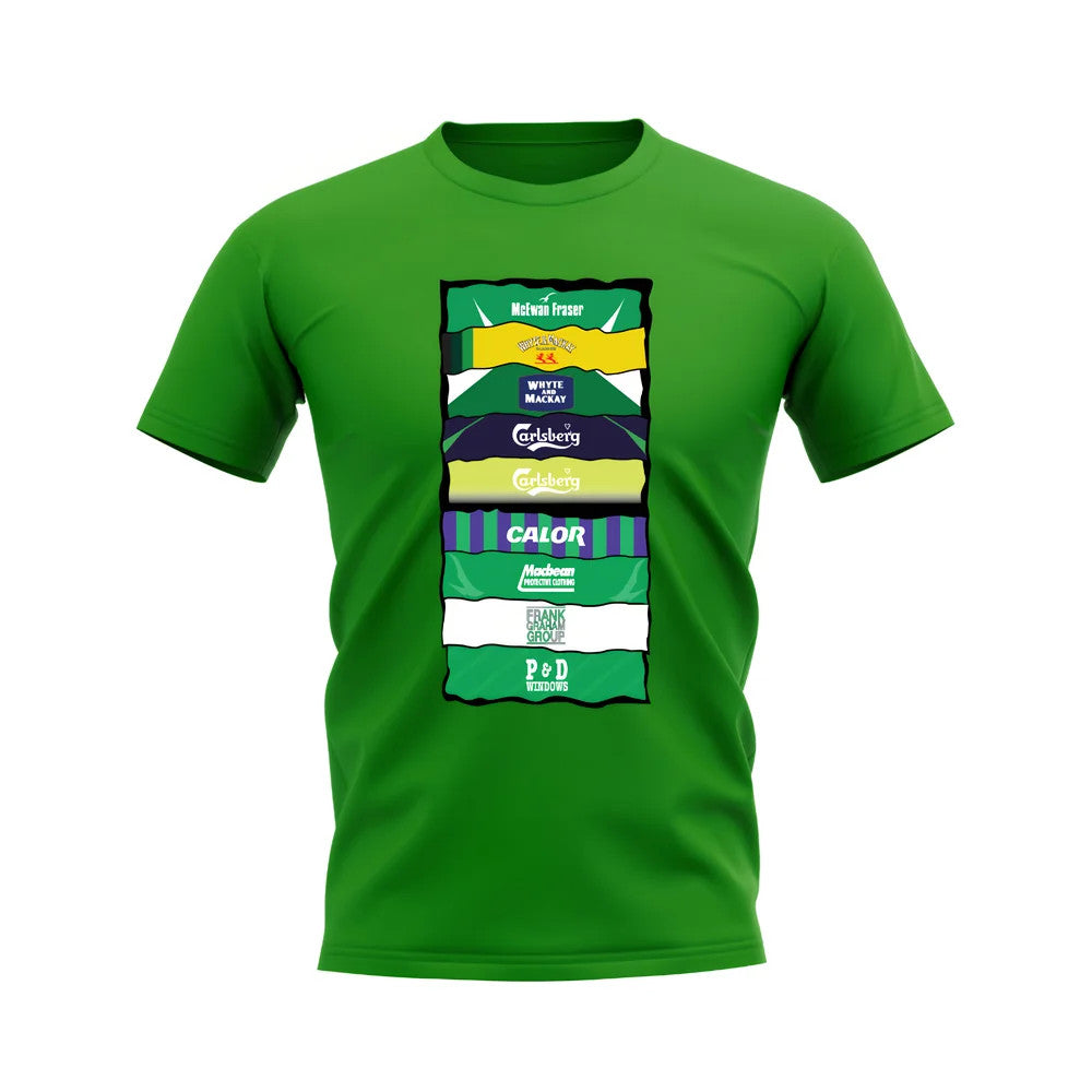 Hibs Shirt Sponsor History T-shirt (Green)_0