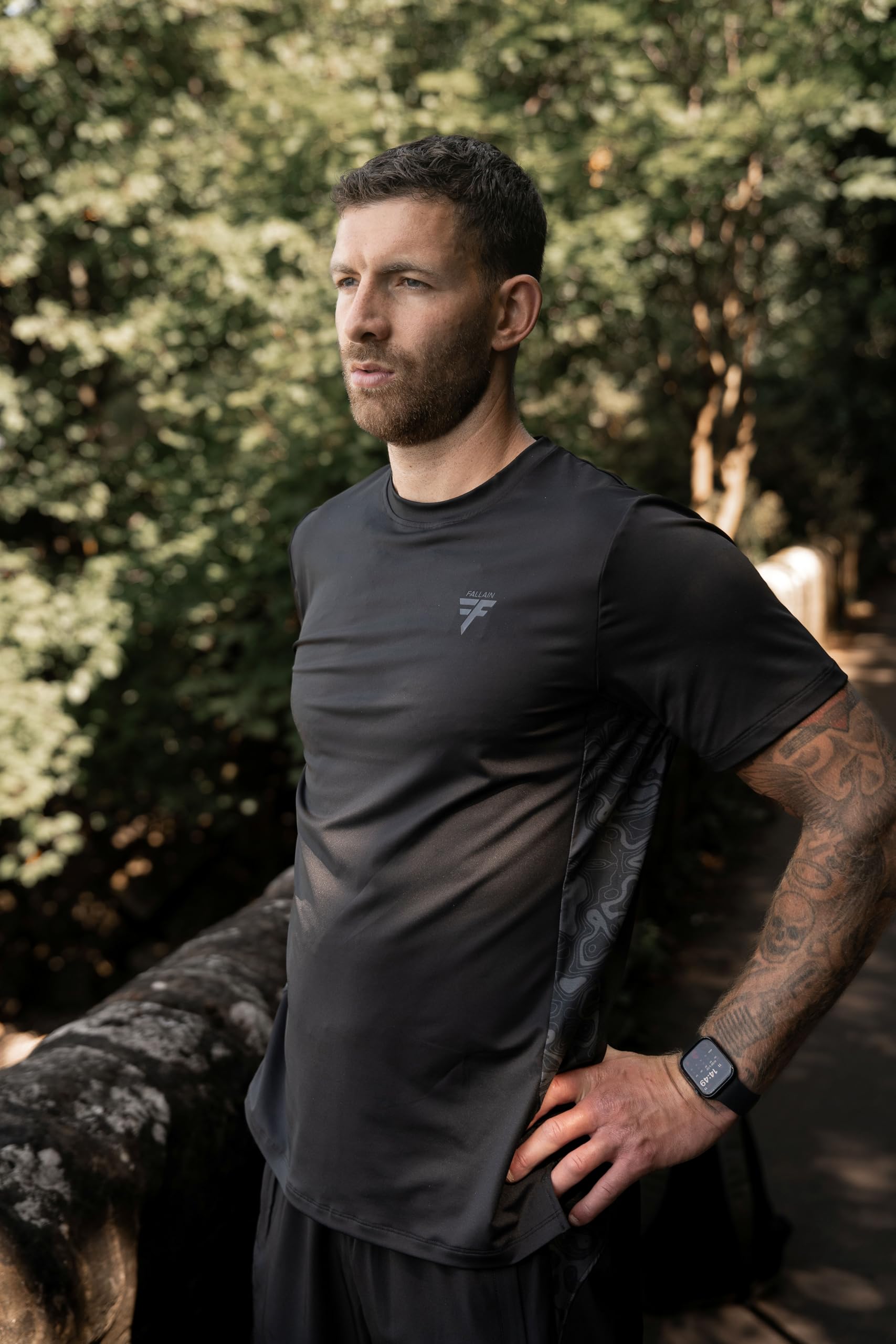 Fallain Athletic T-Shirt, Two-Tone, Performance Fit, Training, Crew Neck, Adult, 86% Polyester/14% Elastane