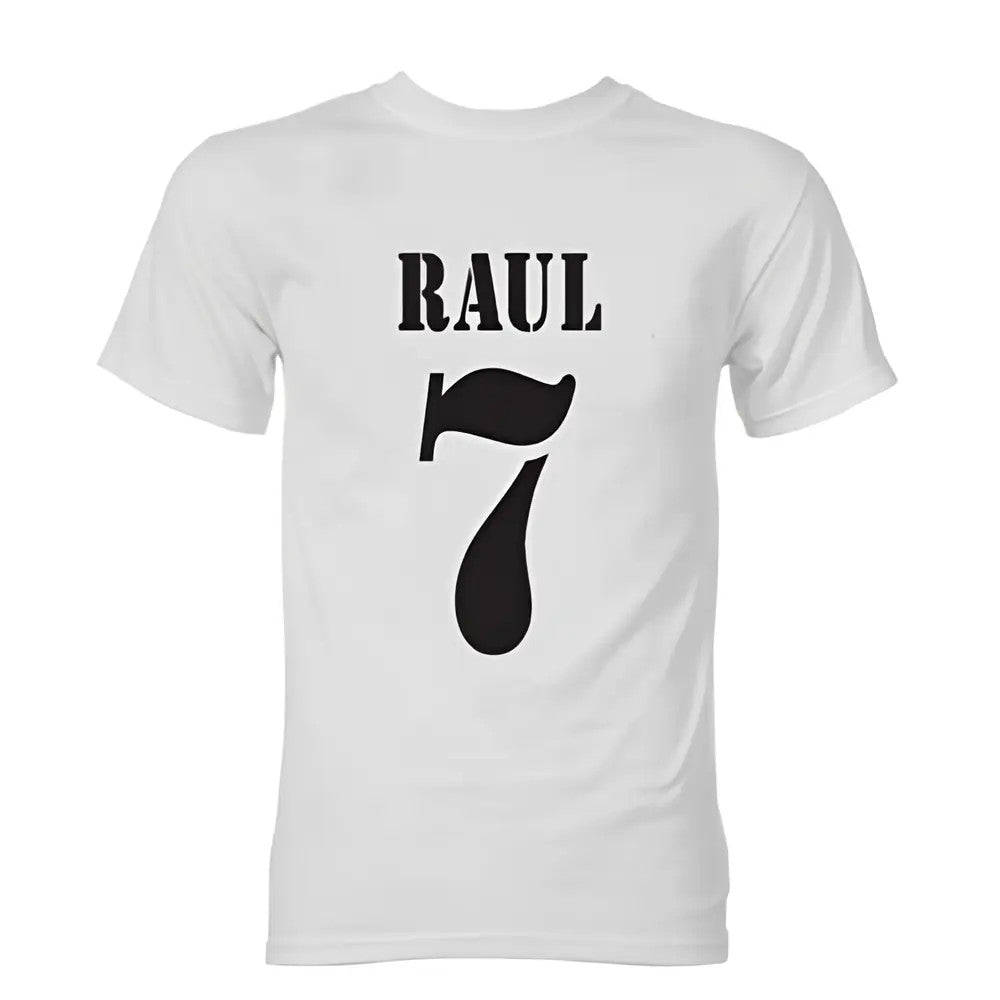 Raul Real Madrid Retro Style T-Shirt (White)_1