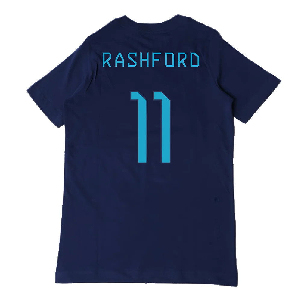 2022-2023 England Three Lions Tee (Navy) - Kids (Rashford 11)_2