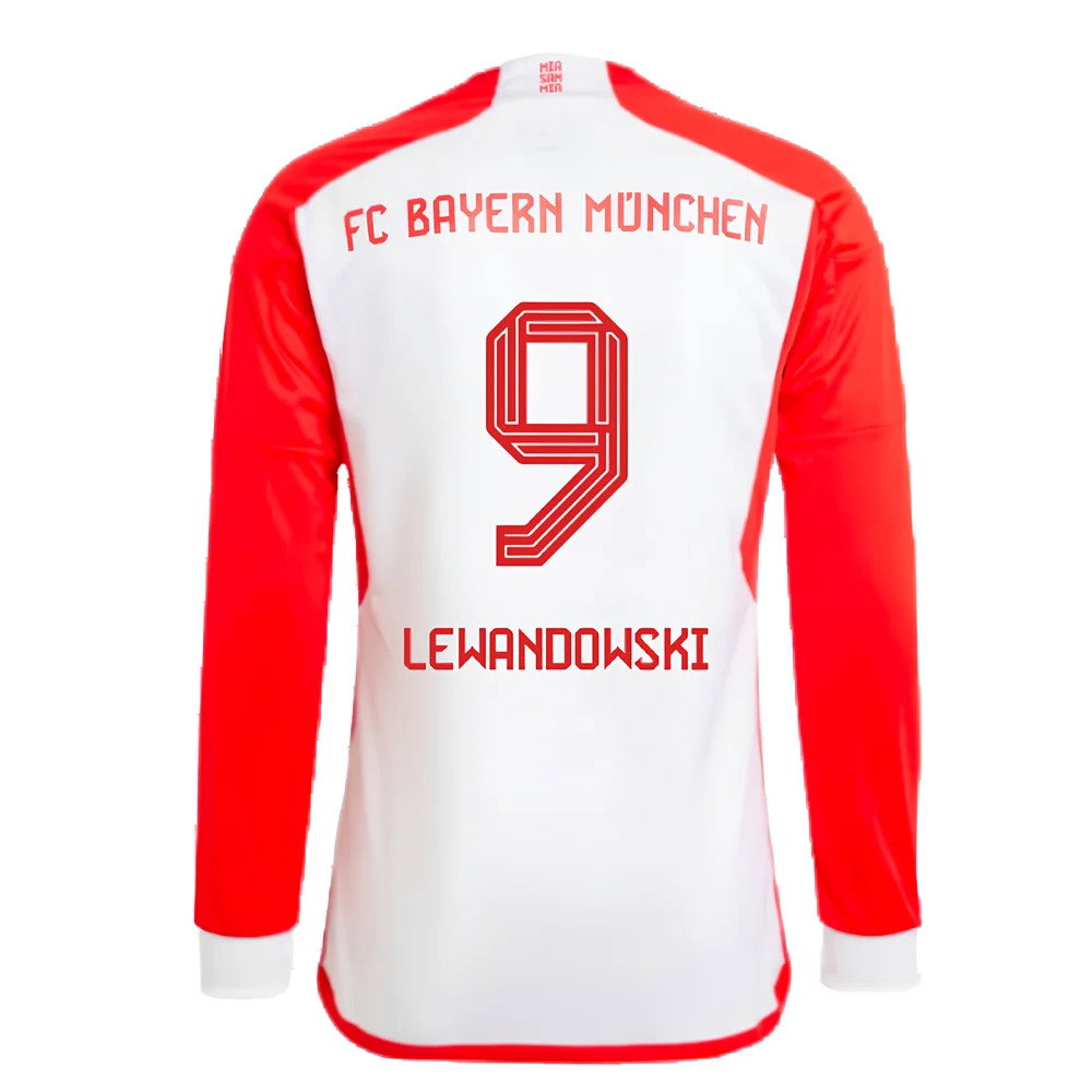 2023-2024 Bayern Munich Long Sleeve Home Shirt (Kids) (Lewandowski 9)_2