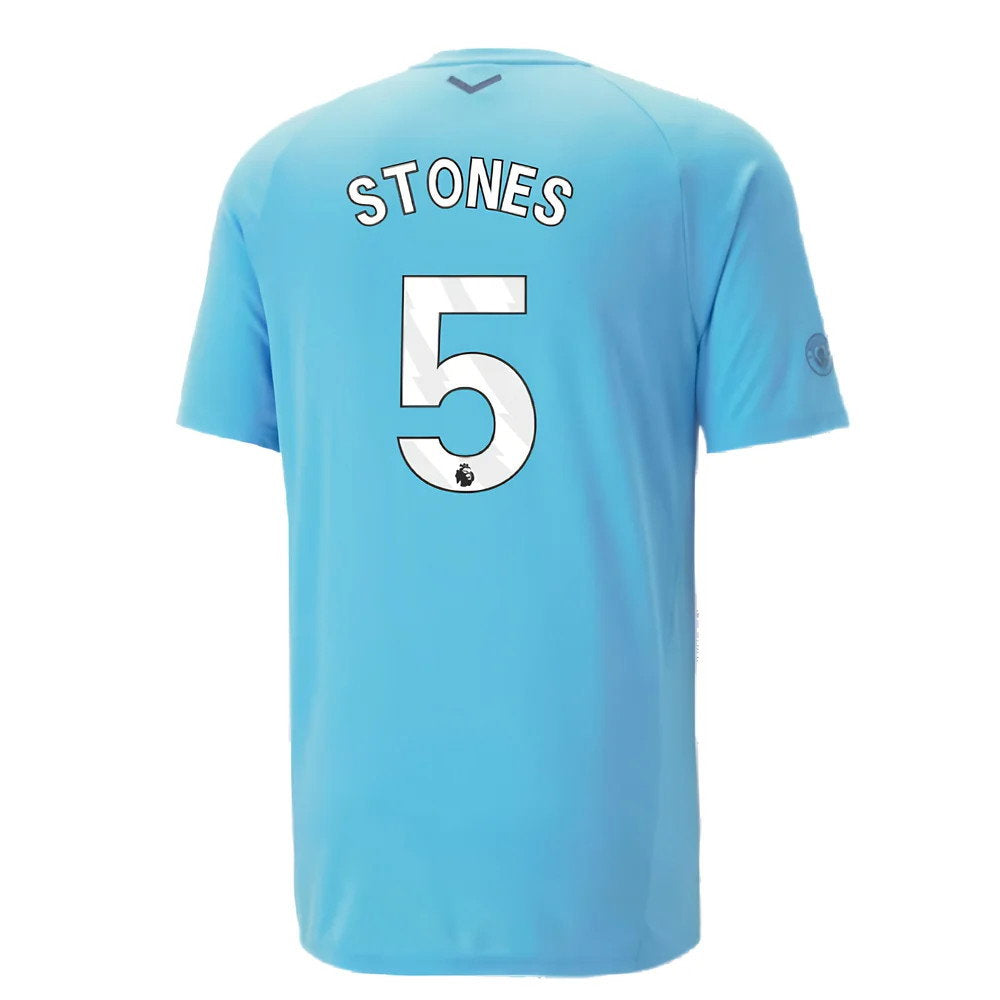 2023-2024 Man City Casuals Tee (Blue Wash) - Kids (STONES 5)_2
