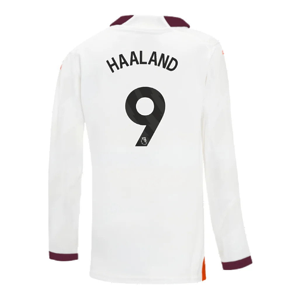 2023-2024 Man City Long Sleeve Away Shirt (Kids) (HAALAND 9)_2