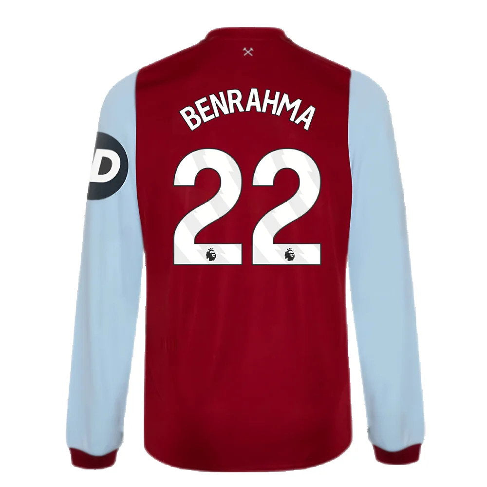 2023-2024 West Ham Long Sleeve Home Shirt (Kids) (BENRAHMA 22)_2
