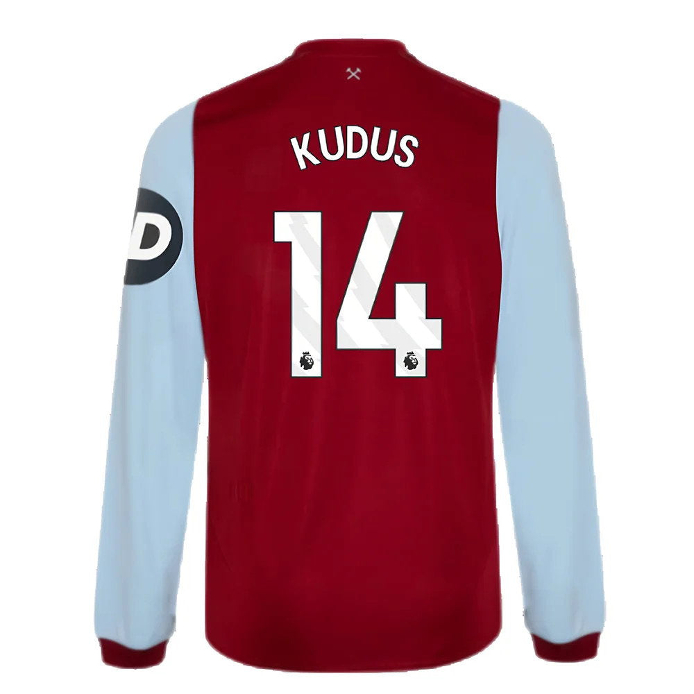 2023-2024 West Ham Long Sleeve Home Shirt (Kids) (Kudus 14)_2