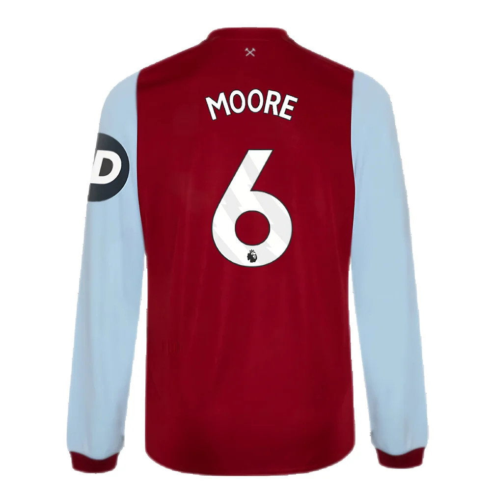 2023-2024 West Ham Long Sleeve Home Shirt (Kids) (MOORE 6)_2