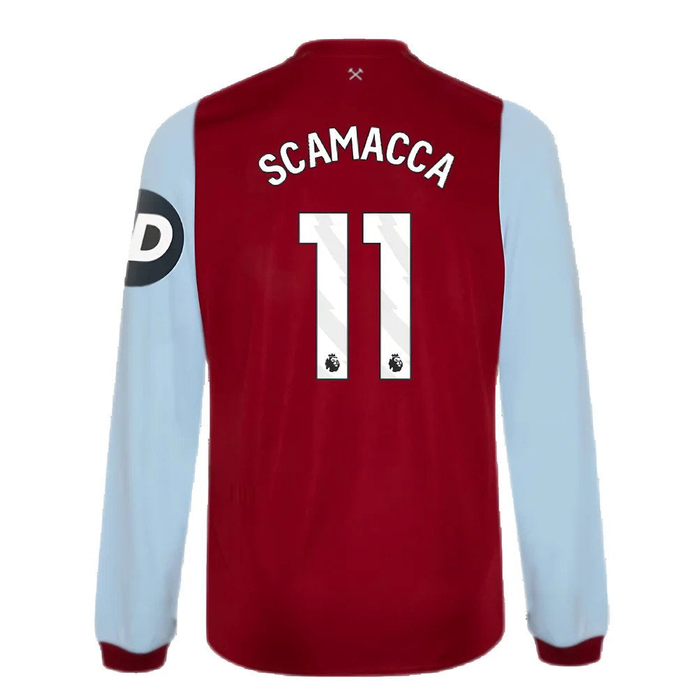 2023-2024 West Ham Long Sleeve Home Shirt (Kids) (SCAMACCA 11)_2