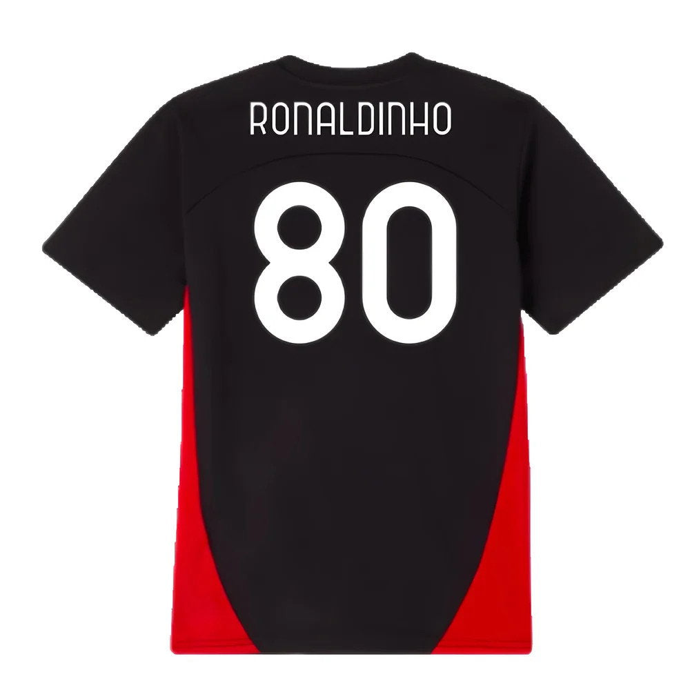 2024-2025 AC Milan Training Shirt (Black) - Kids (Ronaldinho 80)_2