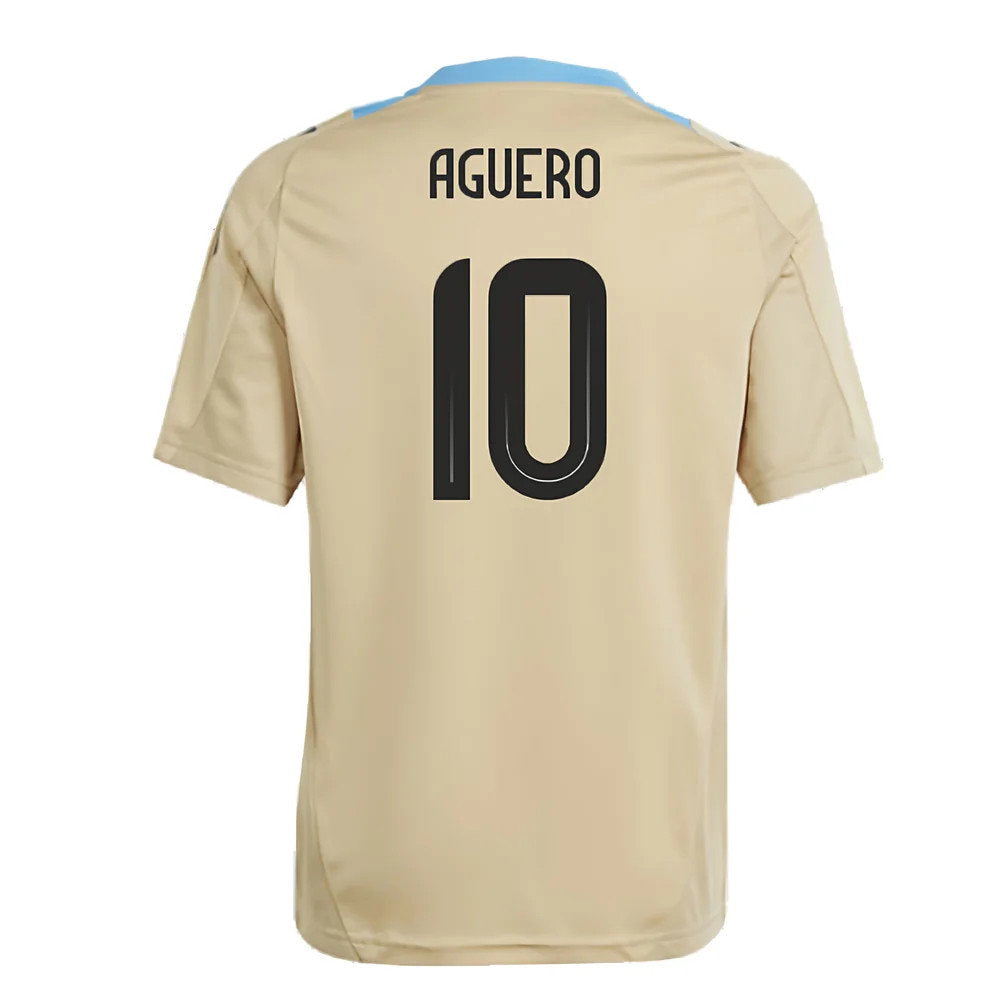 2024-2025 Argentina Training Jersey (Hazy Beige) - Kids (AGUERO 10)_2