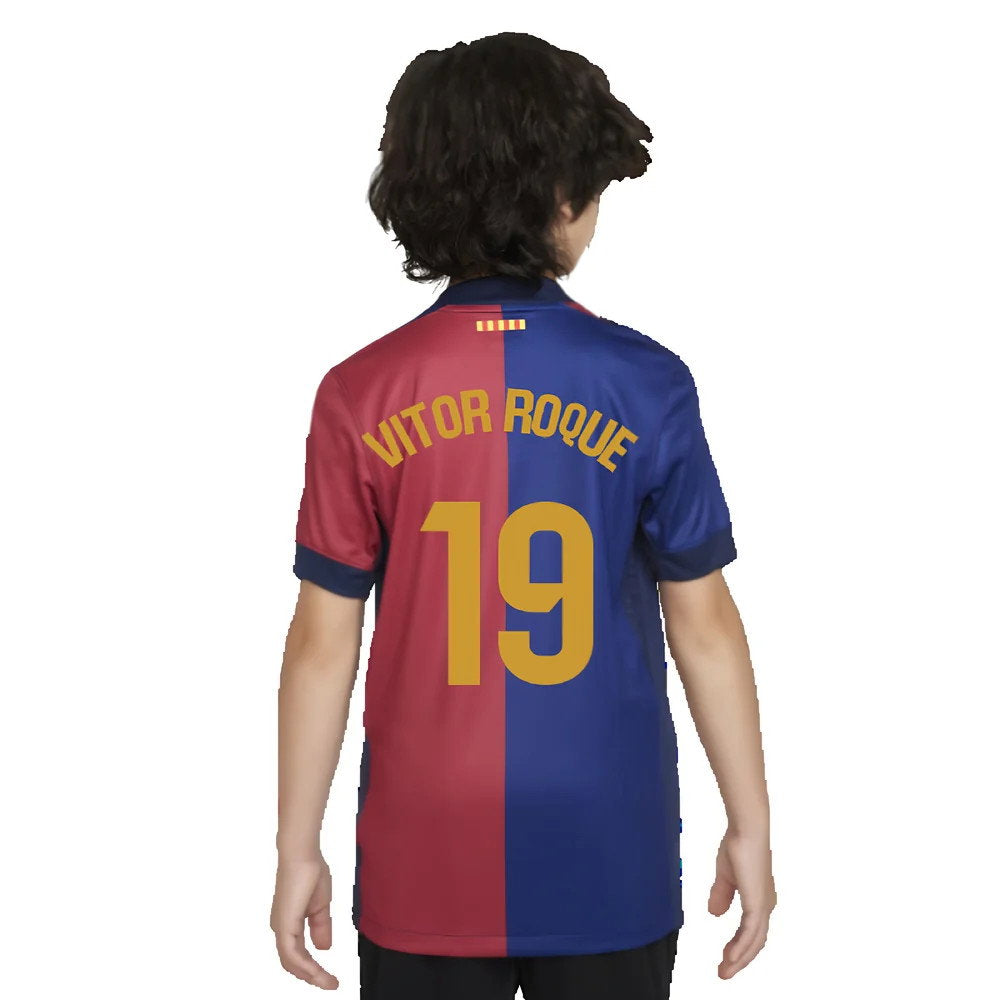 2024-2025 Barcelona Home Shirt (Sponsorless) - Kids (Vitor Roque 19)_2