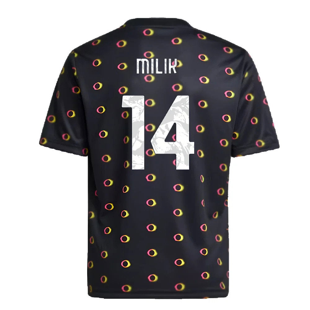 2024-2025 Juventus Pre-Match Shirt (Black) - Kids (Milik 14)_2