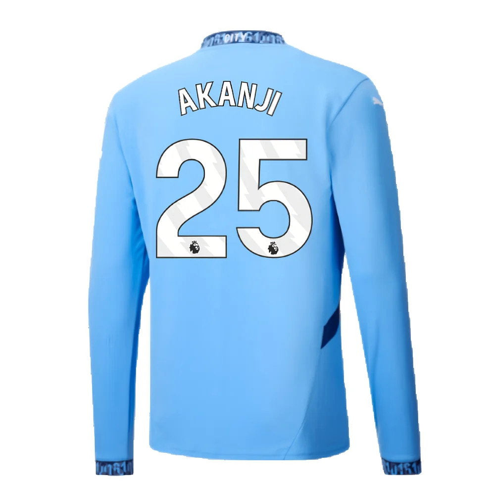 2024-2025 Man City Home Long Sleeve Shirt (Akanji 25)_2