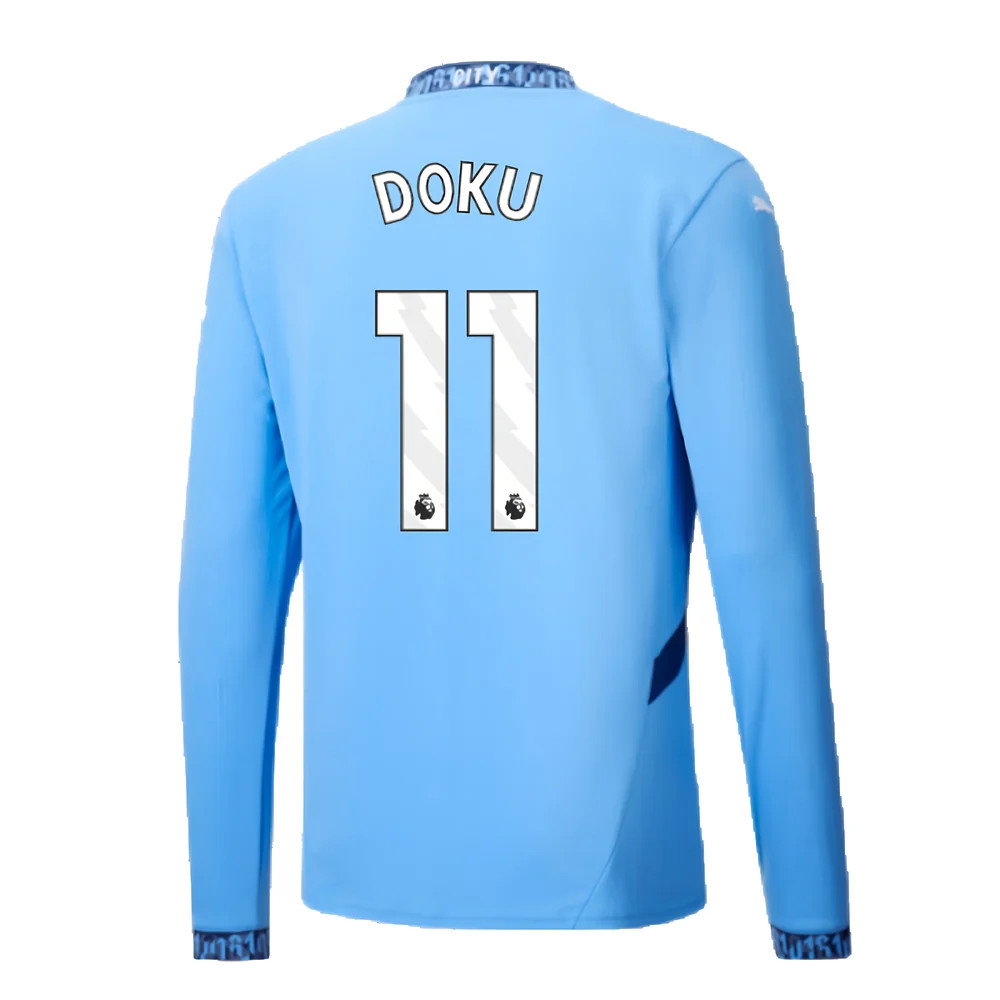 2024-2025 Man City Home Long Sleeve Shirt (Doku 11)_2