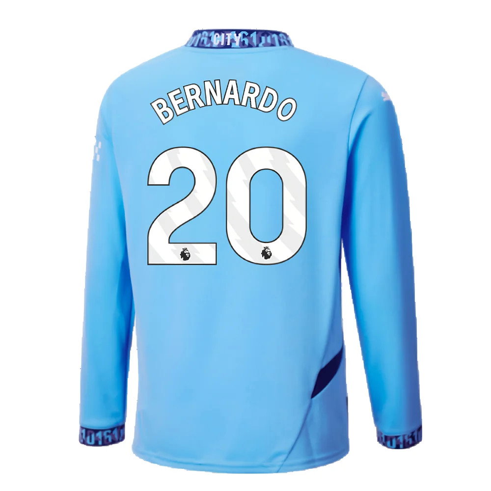 2024-2025 Man City Home Long Sleeve Shirt (Kids) (Bernardo 20)_2