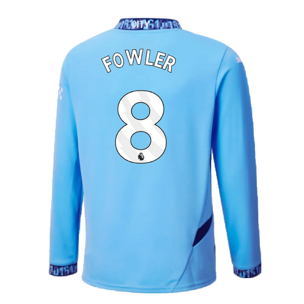 2024-2025 Man City Home Long Sleeve Shirt (Kids) (Fowler 8)_2