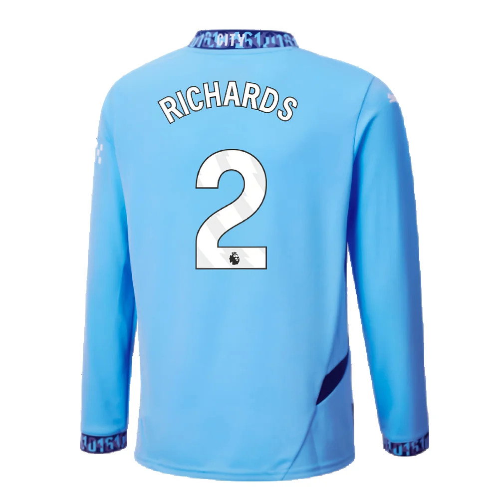 2024-2025 Man City Home Long Sleeve Shirt (Kids) (Richards 2)_2
