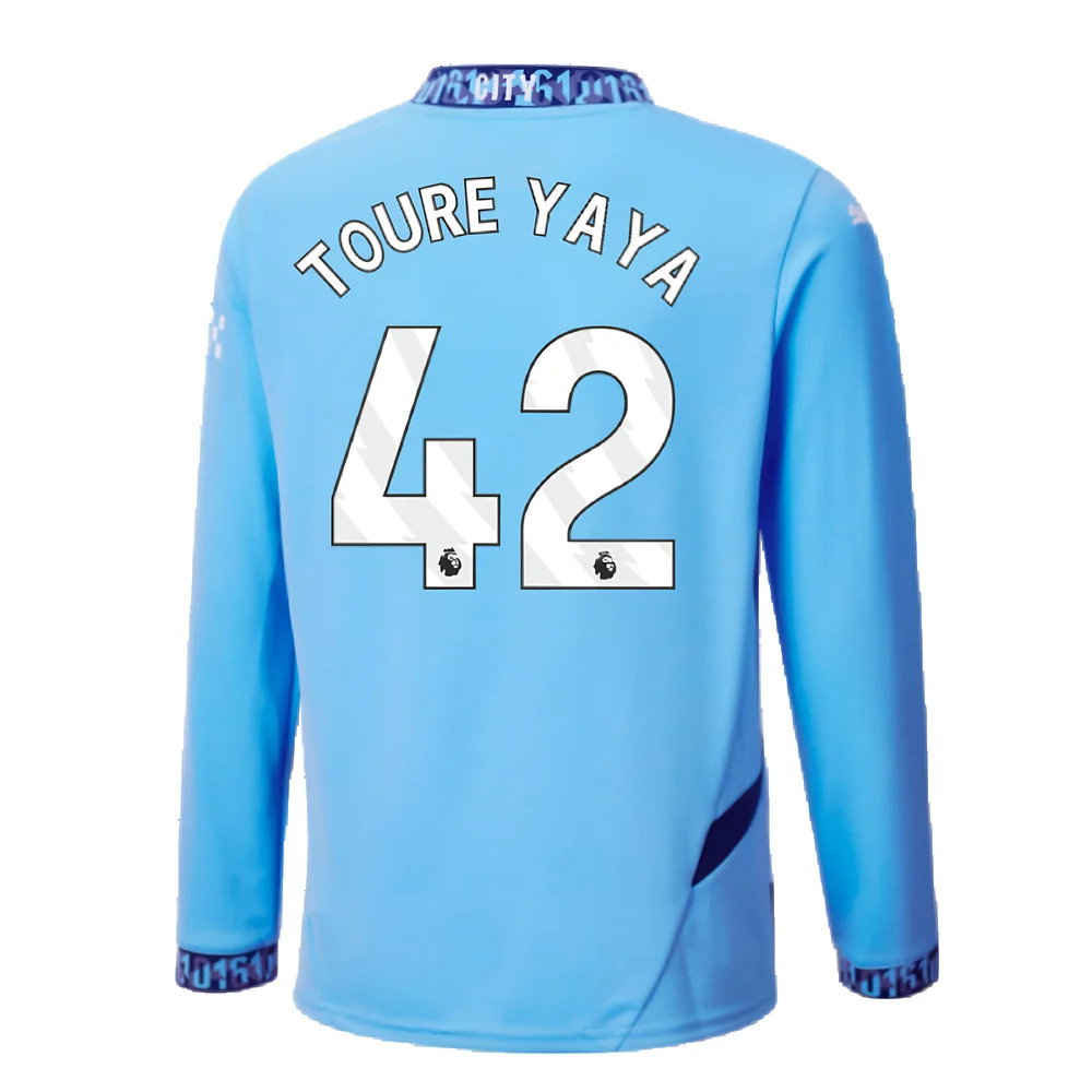 2024-2025 Man City Home Long Sleeve Shirt (Kids) (Toure Yaya 42)_2