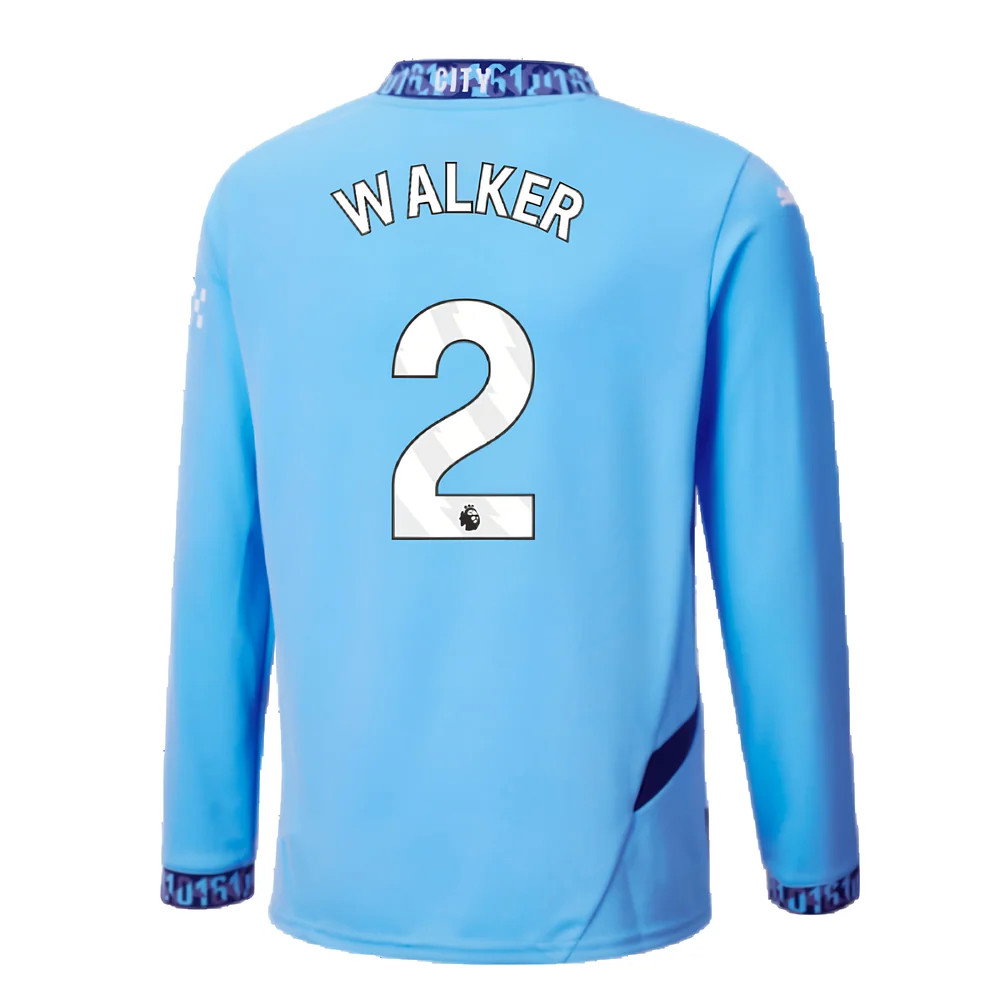 2024-2025 Man City Home Long Sleeve Shirt (Kids) (Walker 2)_2