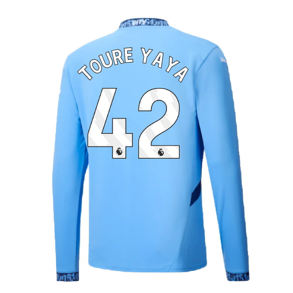 2024-2025 Man City Home Long Sleeve Shirt (Toure Yaya 42)_2