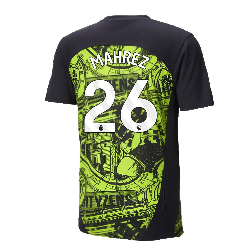 2024-2025 Man City Pre-Match Shirt (Yellow Glow) (Mahrez 26)_2