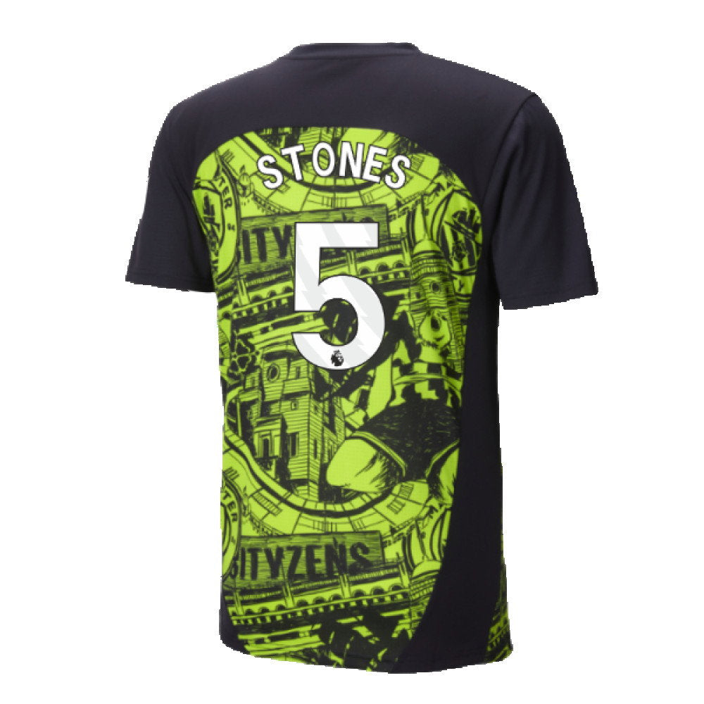 2024-2025 Man City Pre-Match Shirt (Yellow Glow) (Stones 5)_2