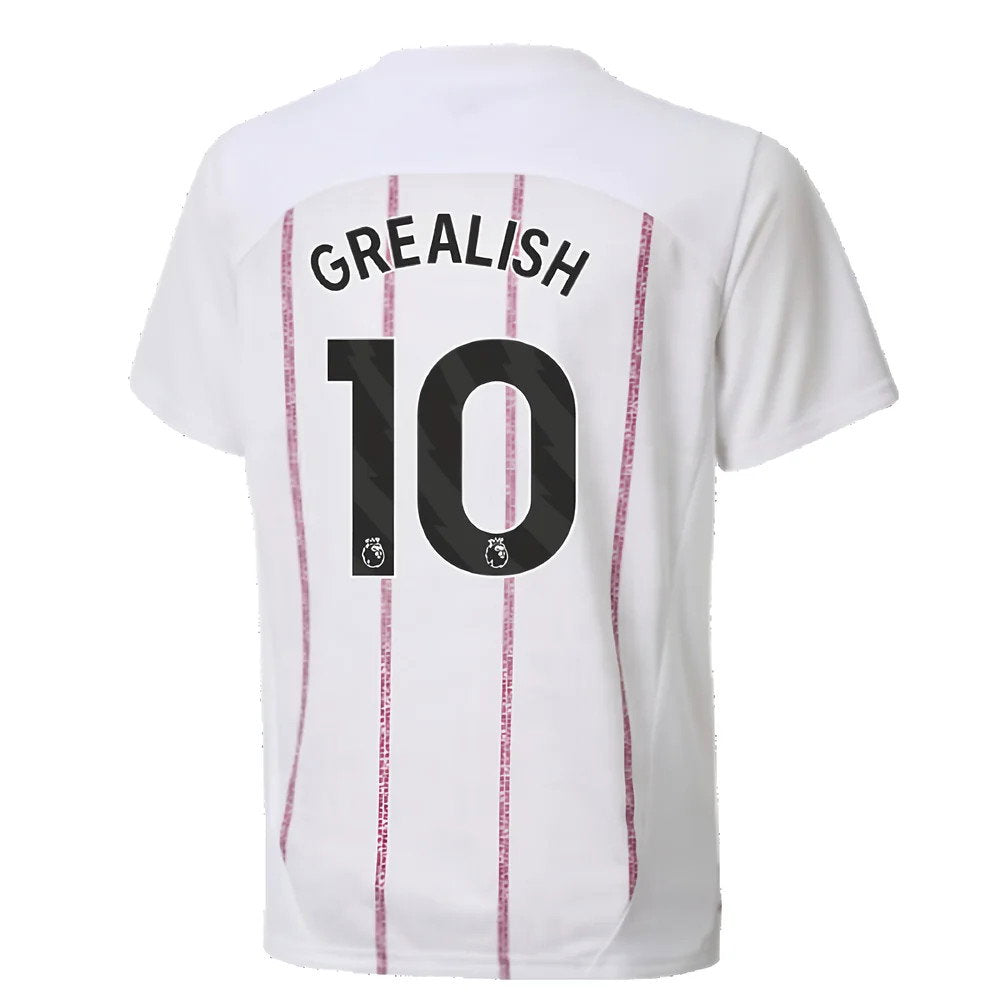 2024-2025 Man City Prematch SS Jersey (White) - Kids (Grealish 10)_2