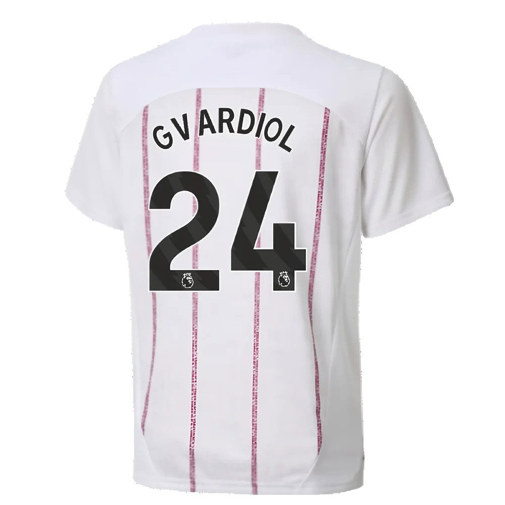 2024-2025 Man City Prematch SS Jersey (White) - Kids (Gvardiol 24)_2