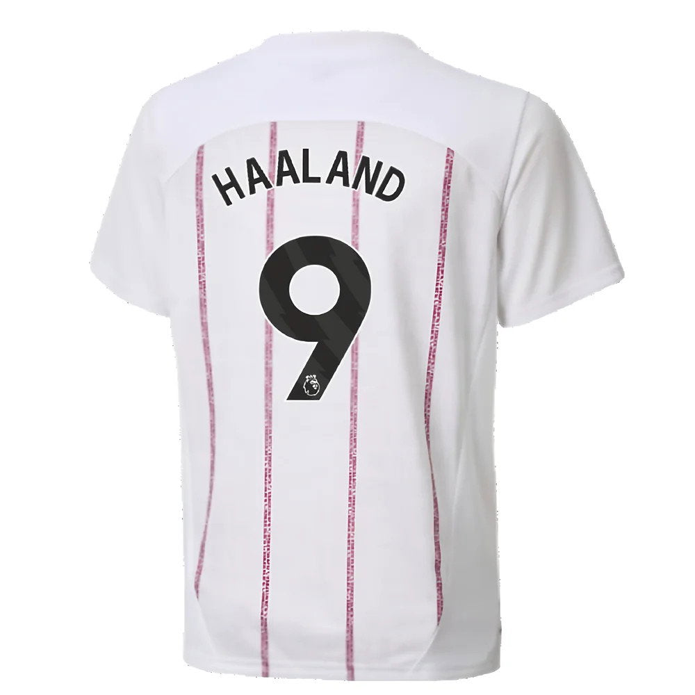2024-2025 Man City Prematch SS Jersey (White) - Kids (Haaland 9)_2