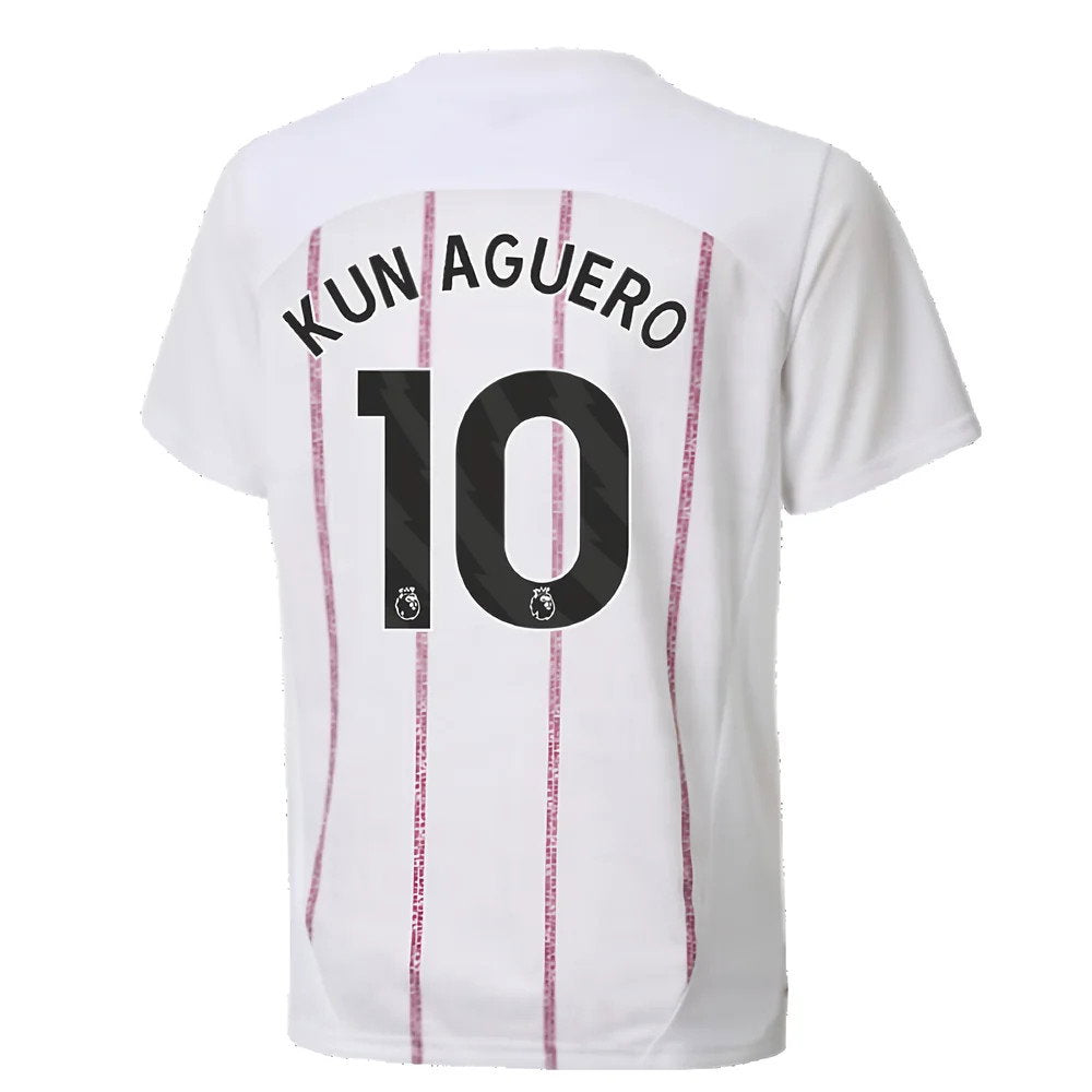 2024-2025 Man City Prematch SS Jersey (White) - Kids (Kun Aguero 10)_2