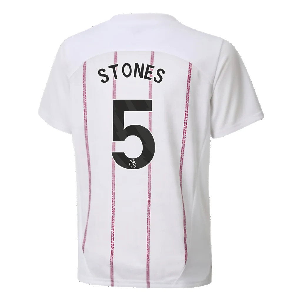 2024-2025 Man City Prematch SS Jersey (White) - Kids (Stones 5)_2